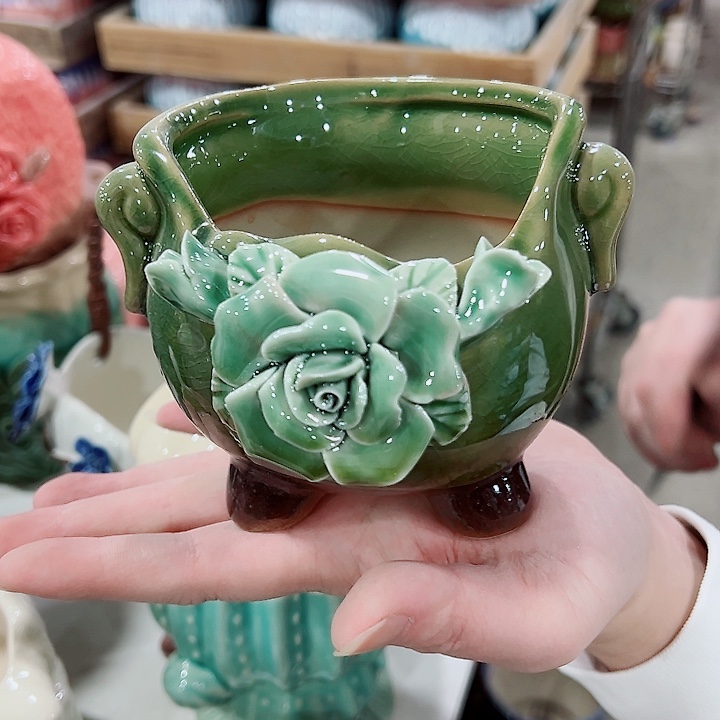 有孔，凑单福利满10元发货陶瓷多肉花盆！