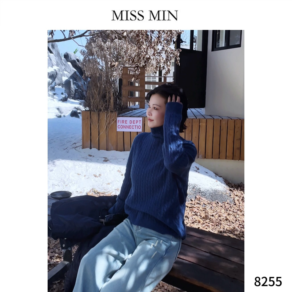 MISS MIN【随记】绵羊毛秋冬极简纯色打底高领清冷系百搭针织衫8255