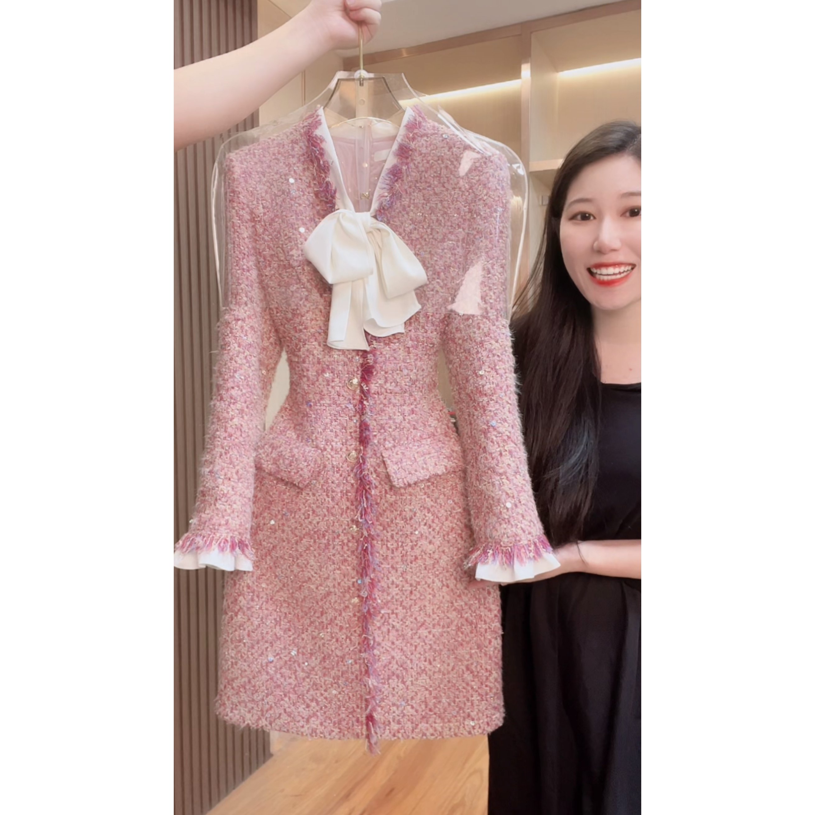 【现货 下午发】2365囯内设计师品牌女装气质收腰长袖连衣裙3