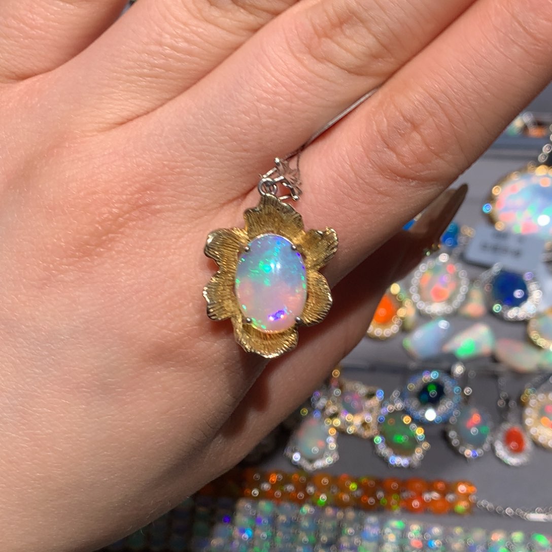 欧泊银S925镶嵌福利吊坠