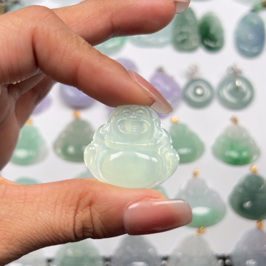 翡翠未镶嵌颈饰冰晴底佛公