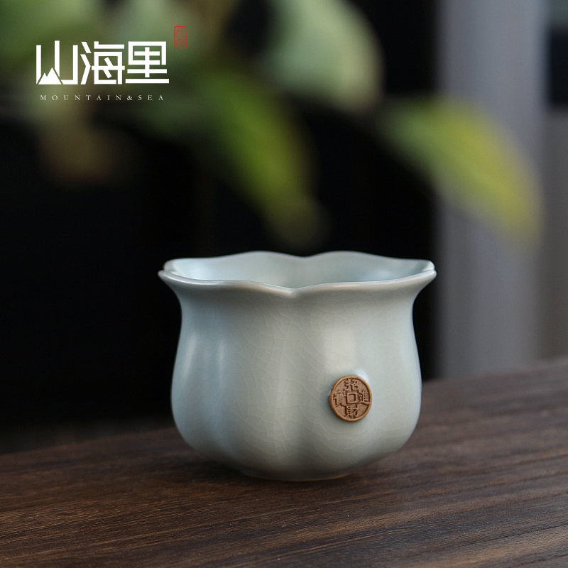 徐宝苗汝窑开片陶瓷复古主人杯大号茶杯可养冰裂纹茶杯复古泡茶杯