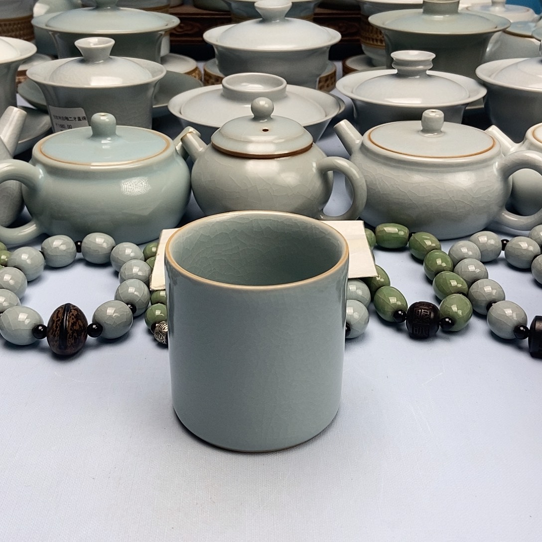 杯天青釉直桶杯原矿原釉原产地