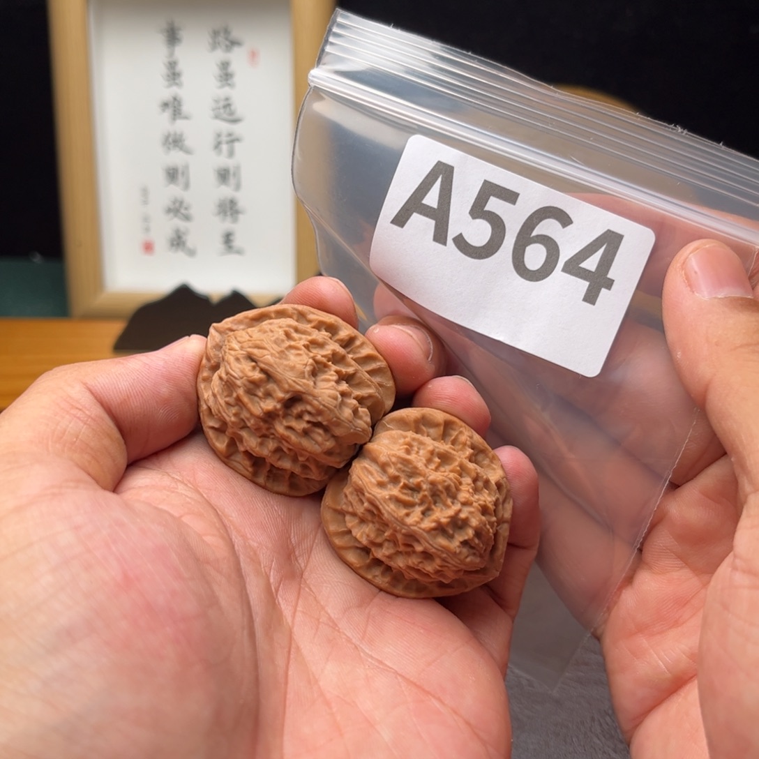把件文玩核桃35三角白a564