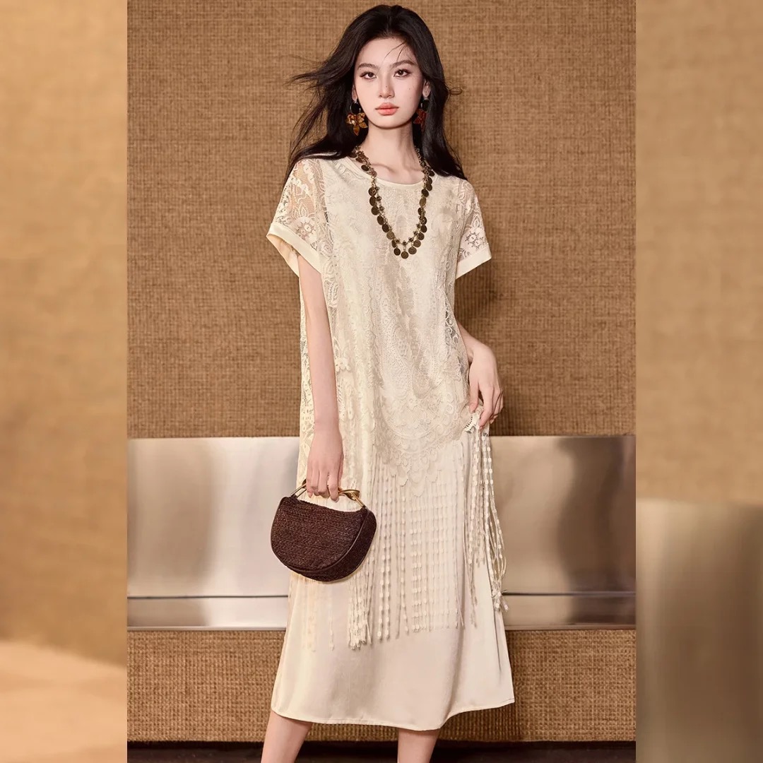 【小铃铛】白鹿语时尚气质蕾丝优雅纯欲慵懒风女装连衣裙YU20686
