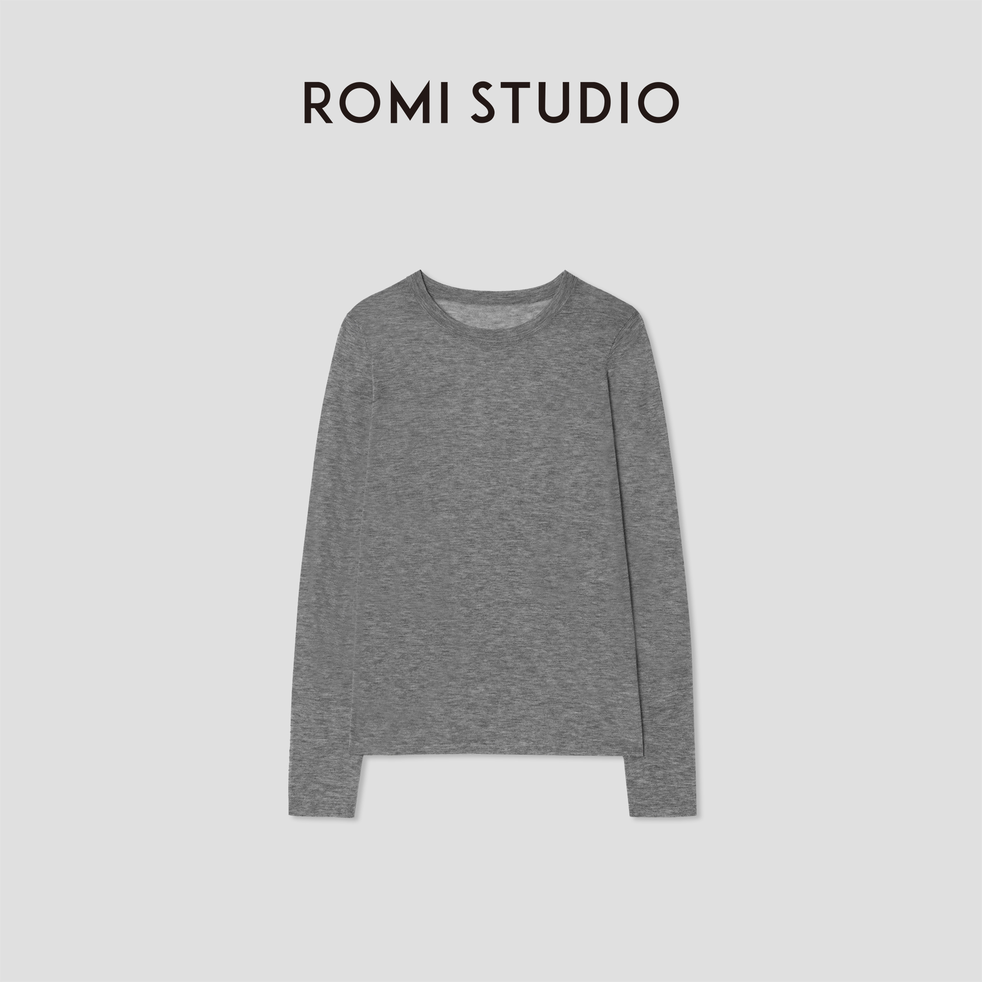 ROMI STUDIO “基础随性” 超细支 水溶羊毛圆领打底T恤421T7093