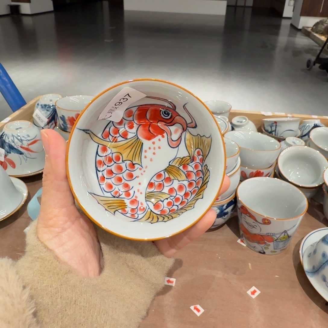 釉下手绘茶具微瑕