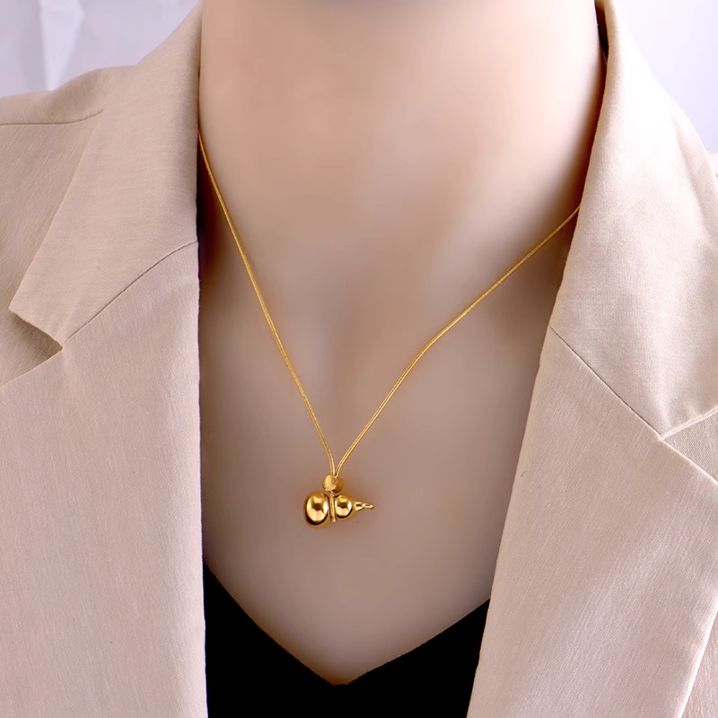 钛钢项链 葫芦项链流苏不掉色新款ins小众设计感锁骨链