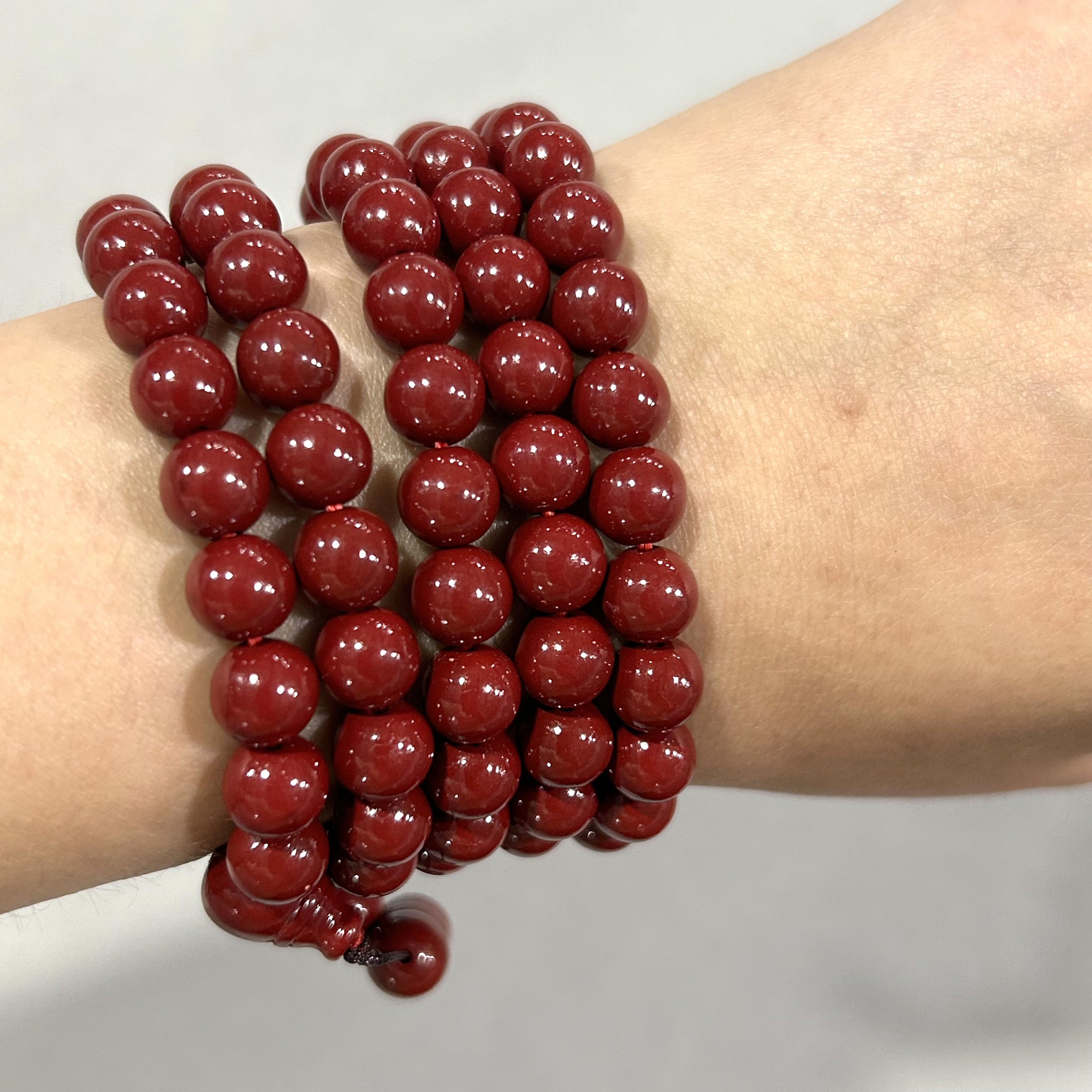 含辰砂工艺品A429 卡8 圆珠多圈手串(合成)