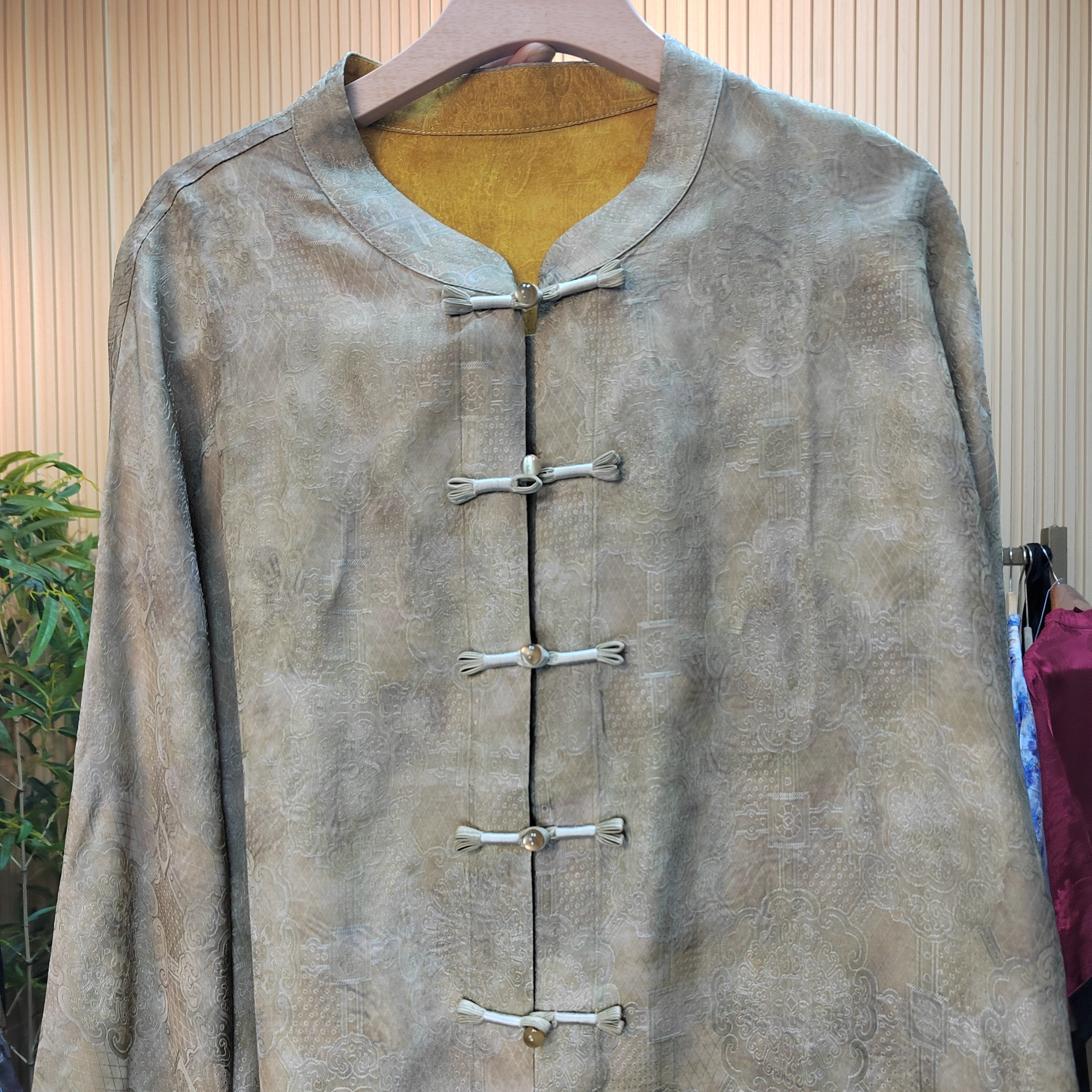 青石古韵   新中式国风提花立领长袖宽松开衫气质上衣外套