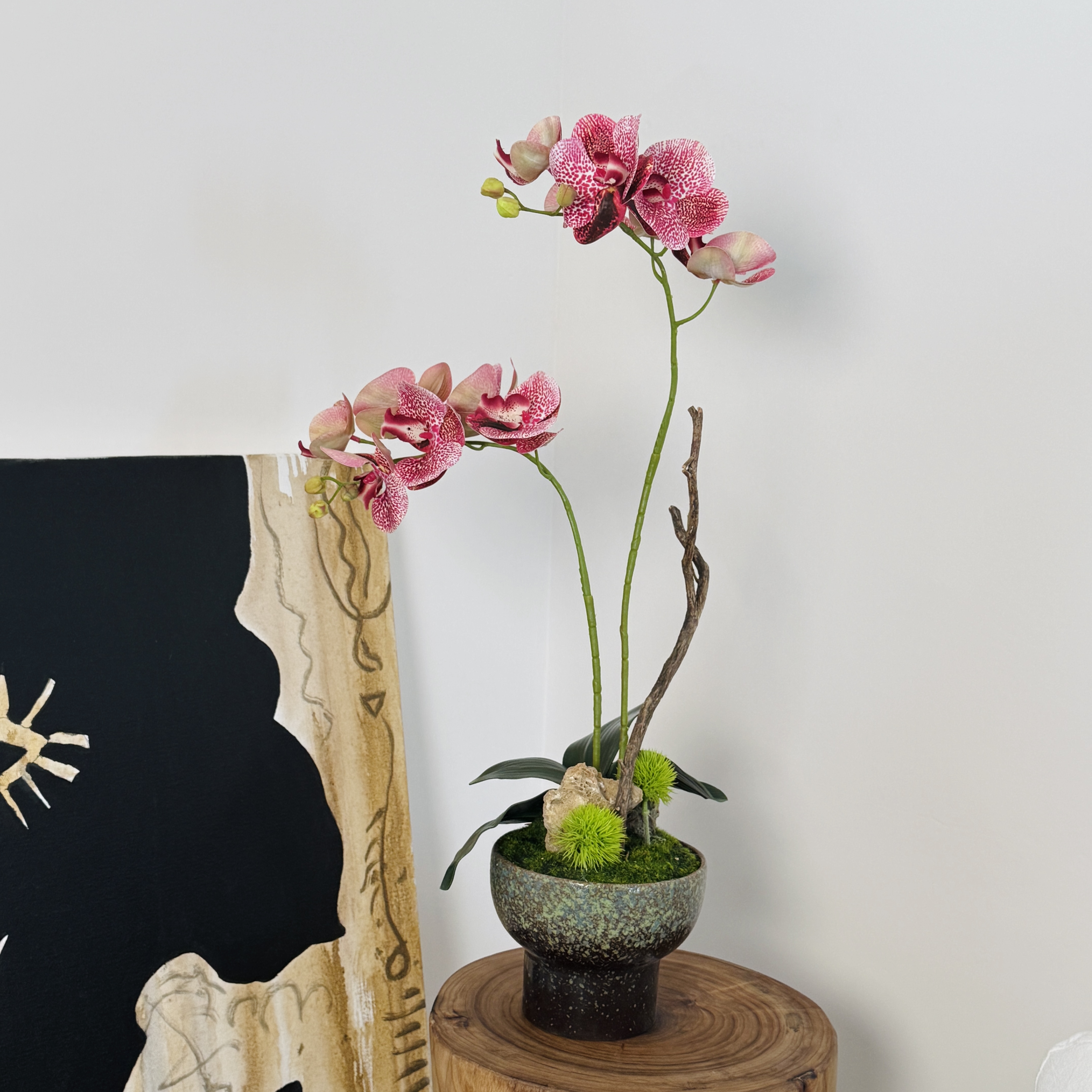 跳舞兰仿真花束欧式摆件花艺假花干花家居客厅餐桌电视柜装饰摆设