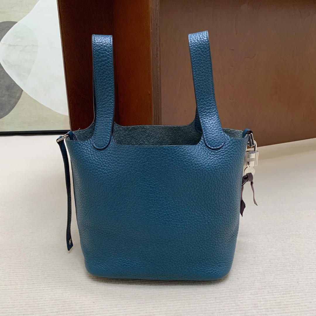 95新 Hermes/爱马仕 【98新】hermes 菜篮18 普鲁士蓝框R刻一口价