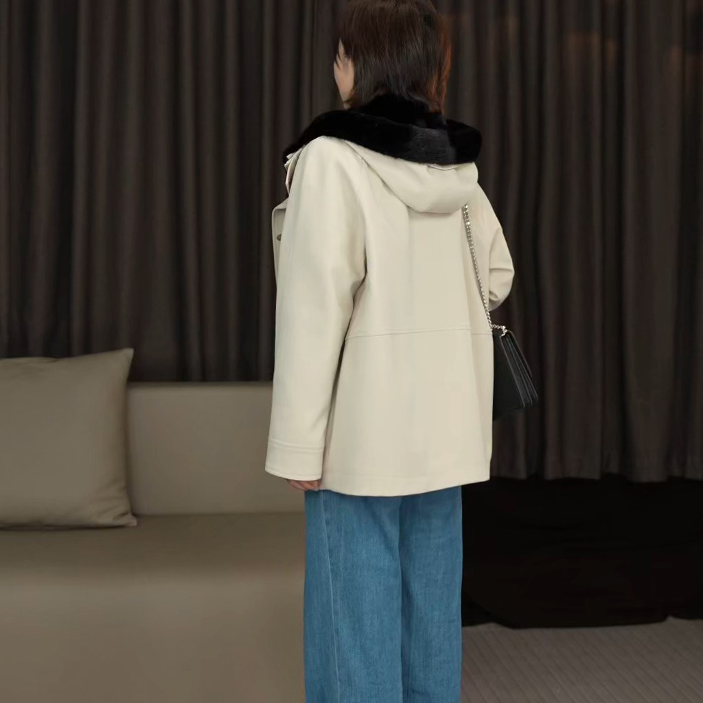 海宁可拆卸内胆派克服女水貂毛中长款皮草外套冬加厚保暖妈妈装