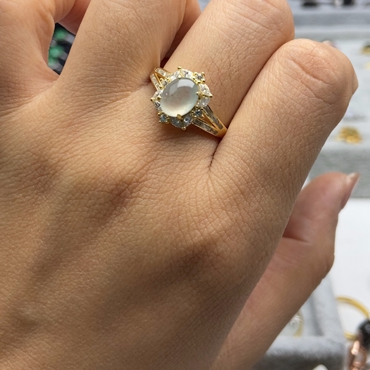 翡翠戒指银S925镶嵌戒指