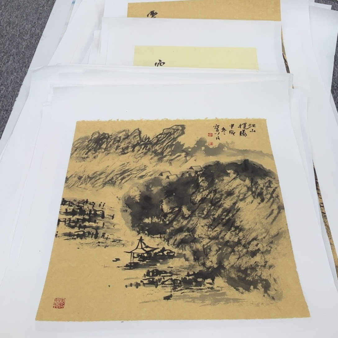 国画杜宝民老师三尺斗方绘画带托底