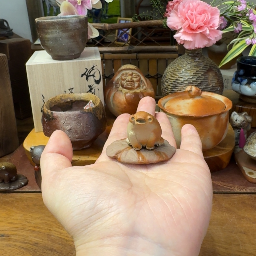 中居千鹤备前烧青蛙茶宠福利一口价