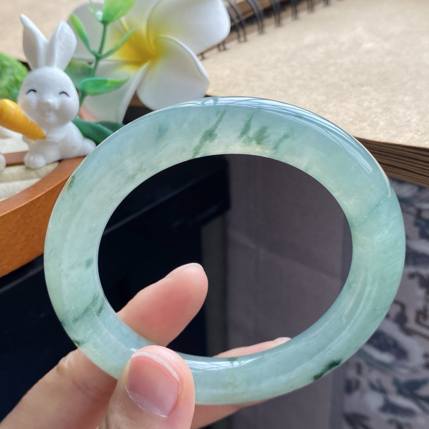 03.27批冰油青飘花圆条2360号58.4-11.3-11.4 厚装圆润！天然翡翠