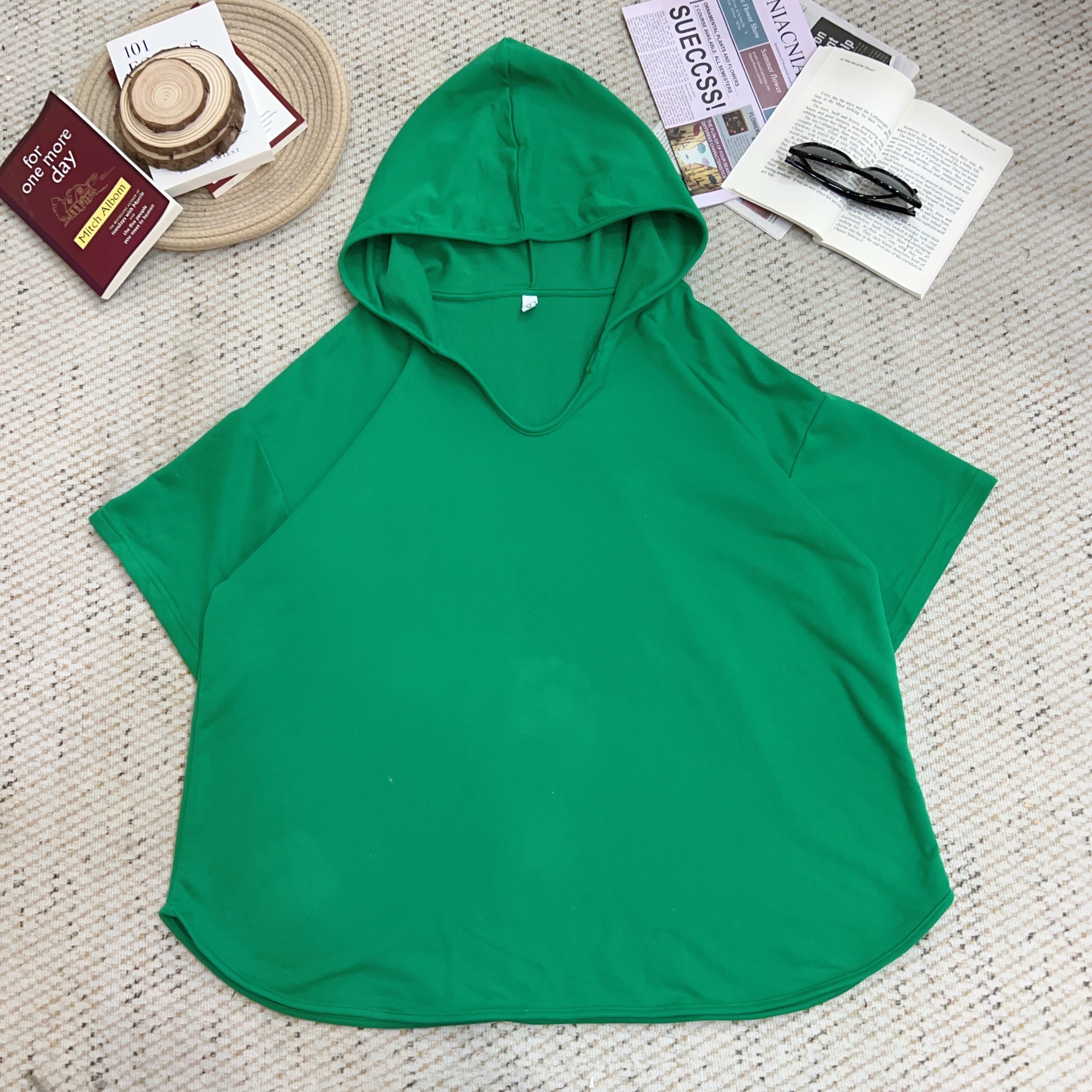 2025夏季新款宽松百搭时尚纯色连帽短袖T恤3958