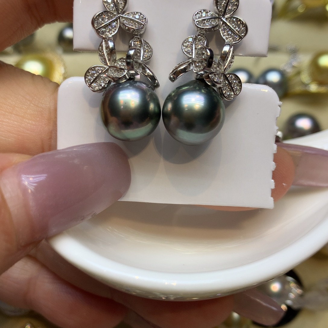 银S925镶嵌耳饰海水珍珠