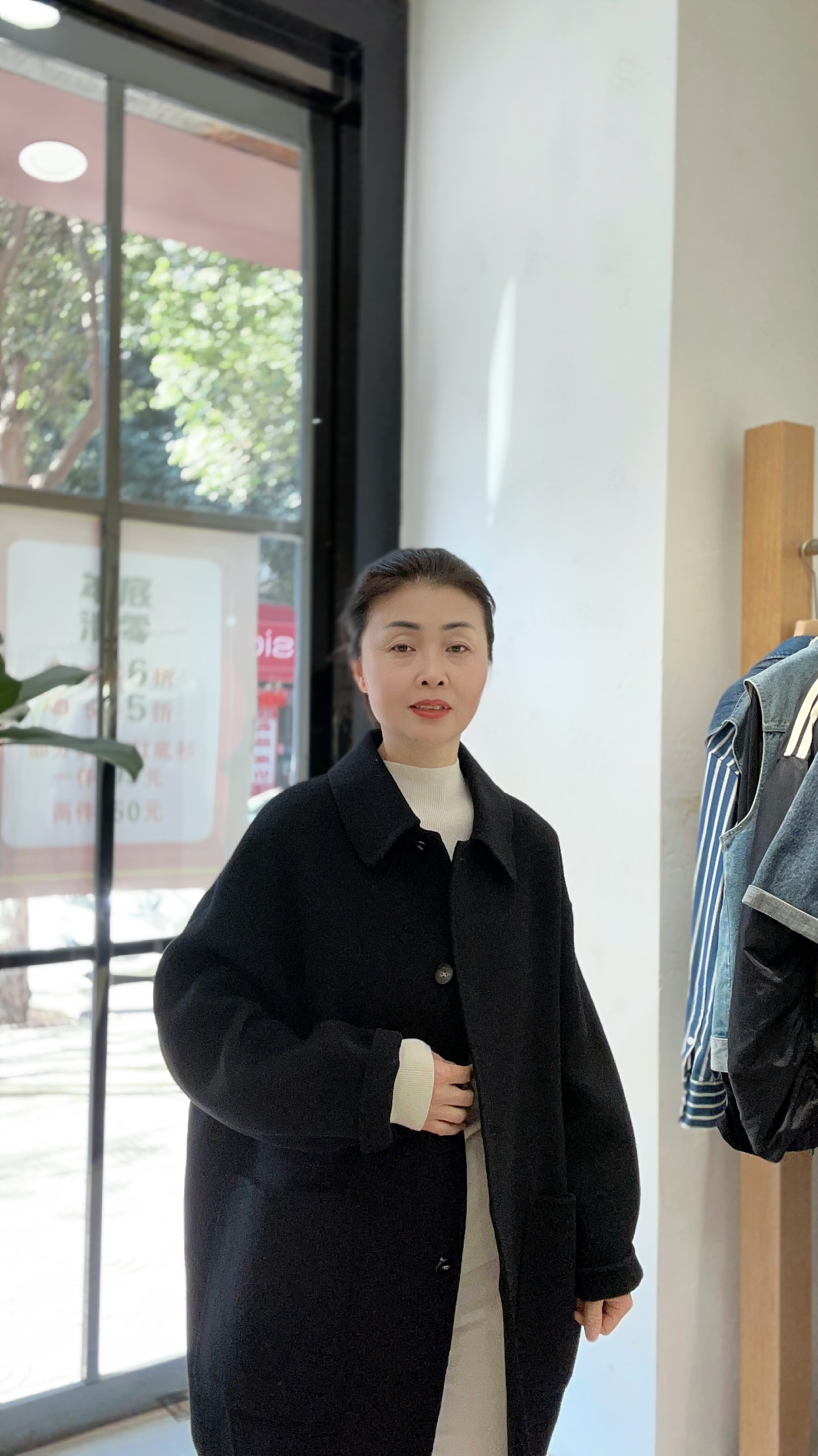 韩版小个子羊绒大衣女宽松慵懒风常规款外套