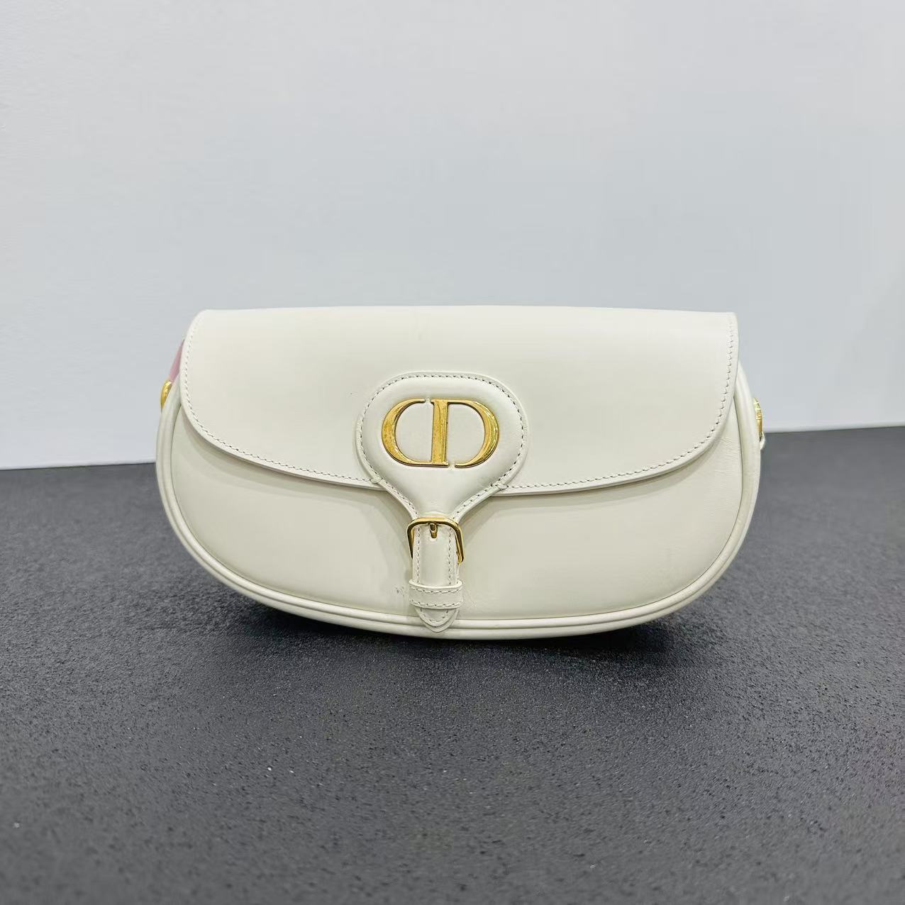 99新 DIOR/迪奥 壹所/DIOR 新月包 白金单肩包斜挎包 六