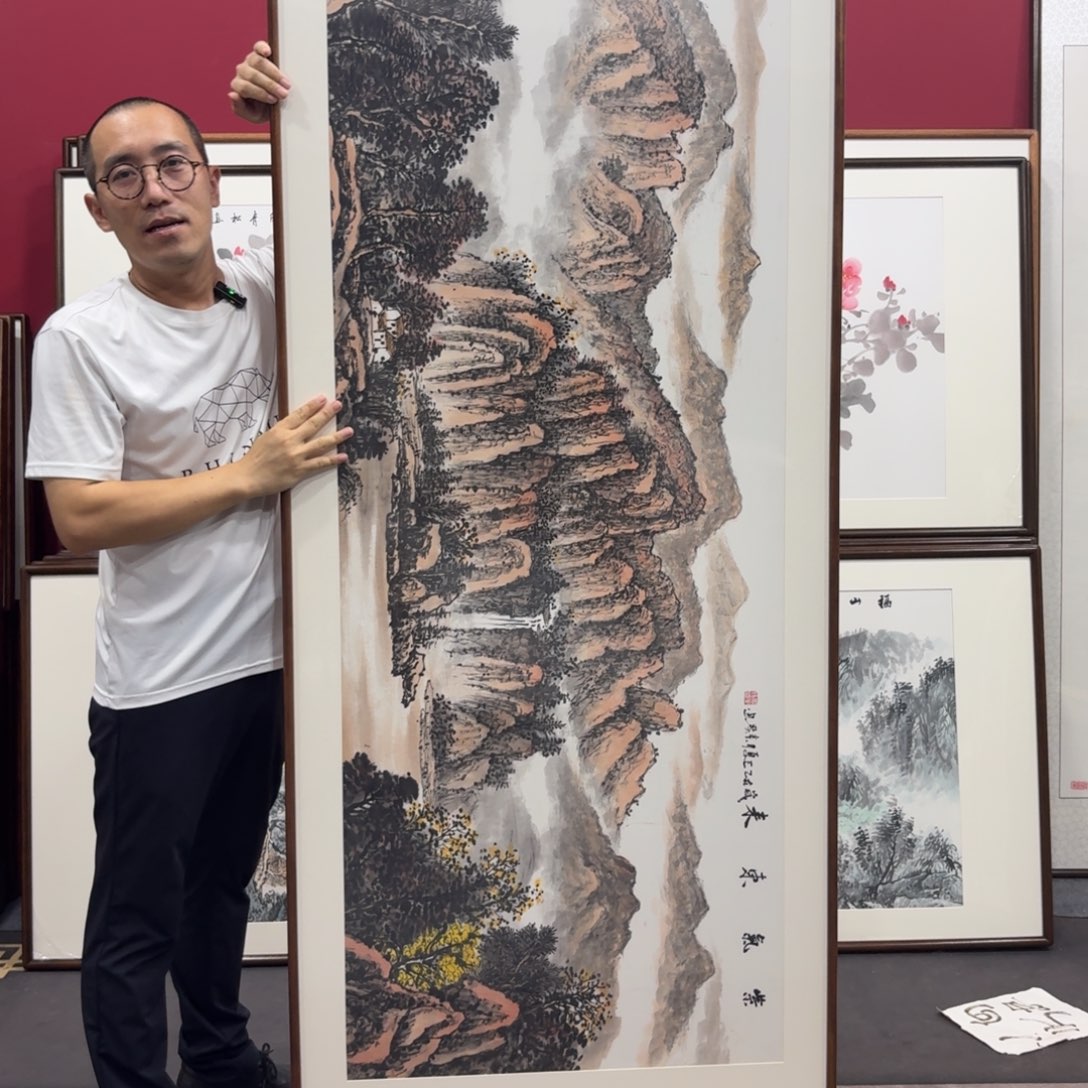 国画带框绘画210/80尺寸