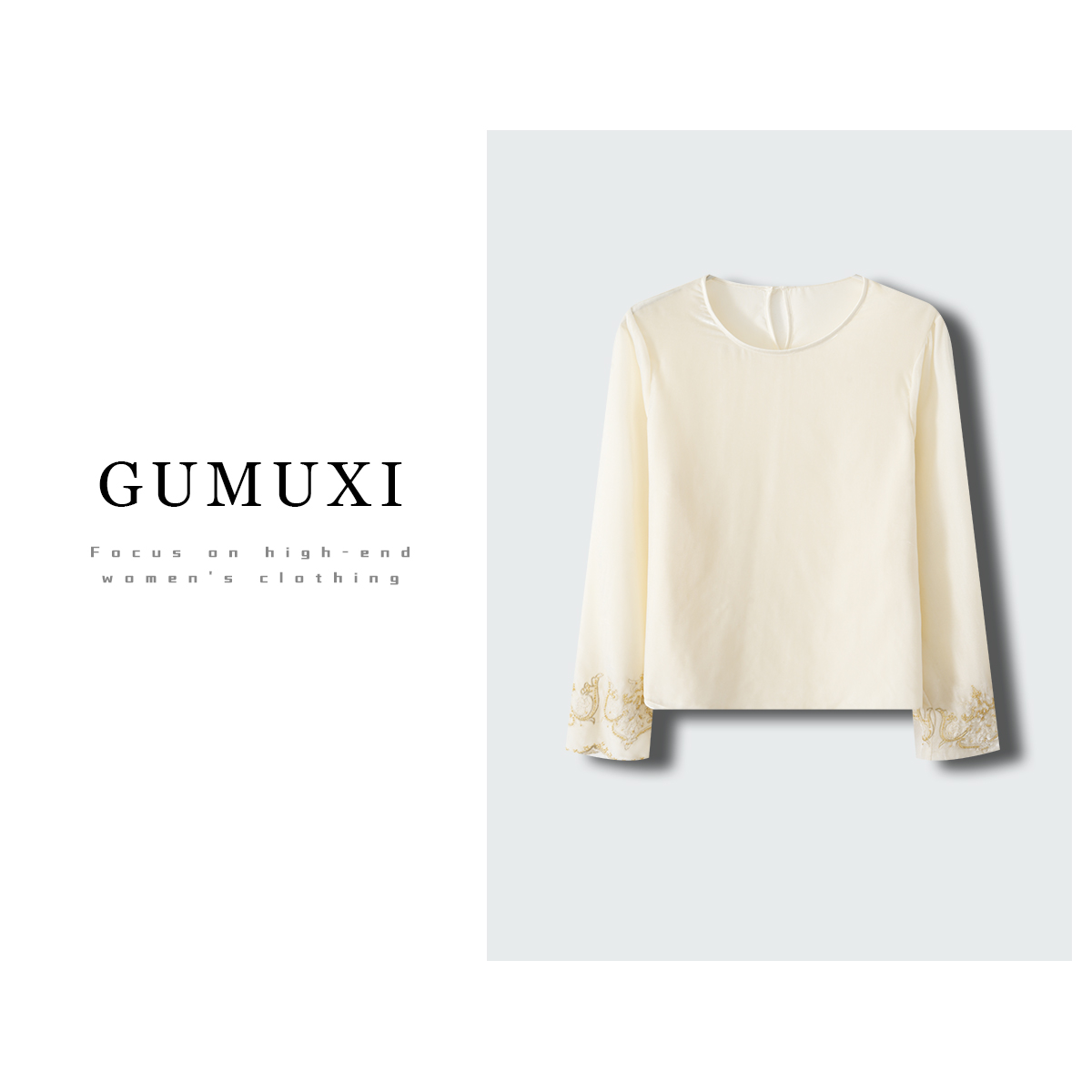 Gumuxi/古沐熙新中式人丝丝绒小衫A297-Y2849