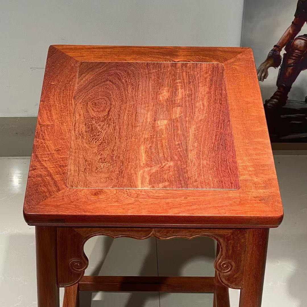 子阳红缅花茶几雕花家用木家具方几木质方形全独板