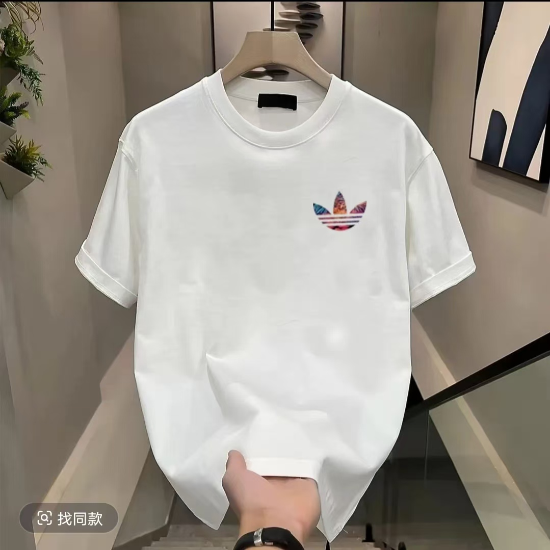 夏季纯棉短袖时尚宽松男士情侣运动潮流印花ins休闲简约