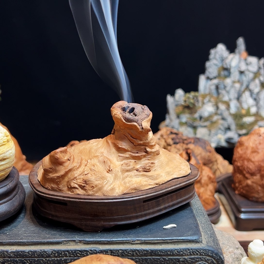 荔枝木大**叶熏香成品香炉