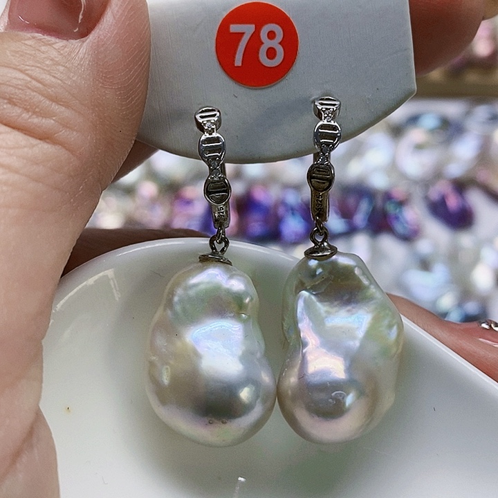 银S925镶嵌耳饰淡水珍珠