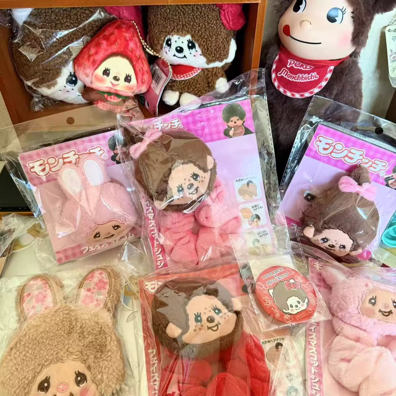 日本购！超可爱正版蒙奇奇xkitty联名挂件包挂件周边物品发绳口金