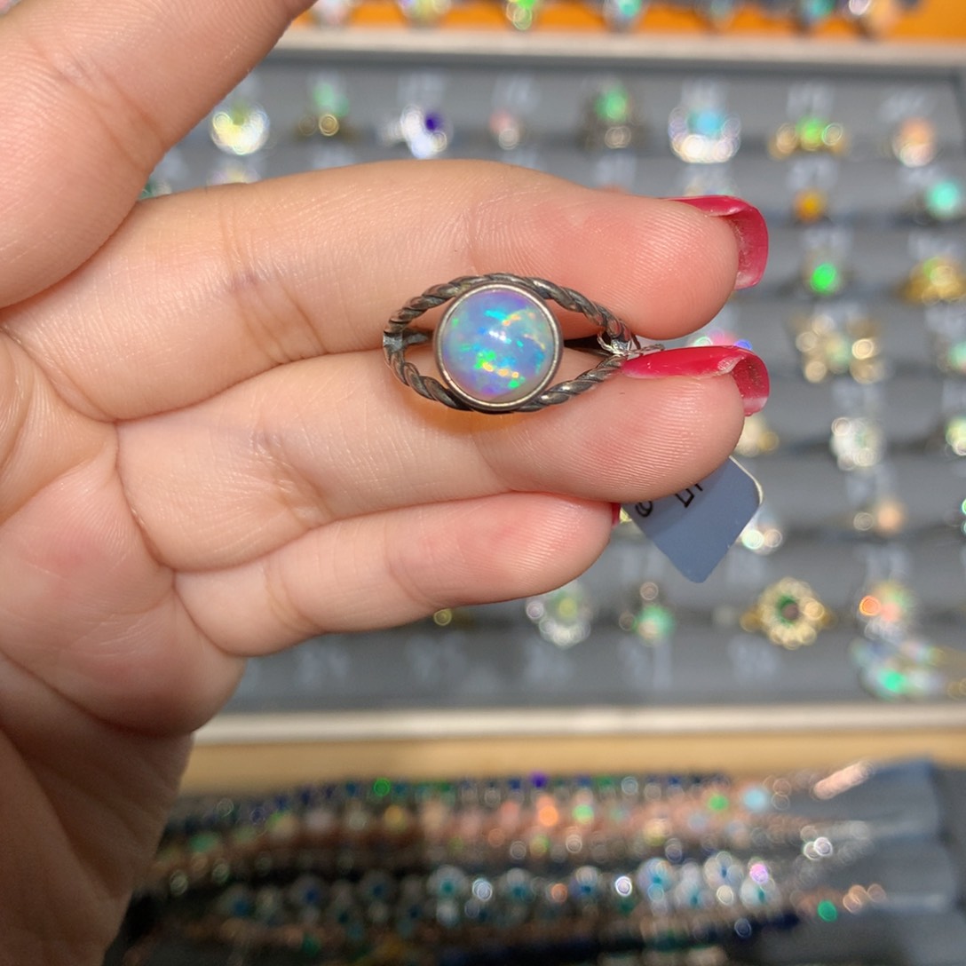 银S925镶嵌欧泊欧泊戒指l