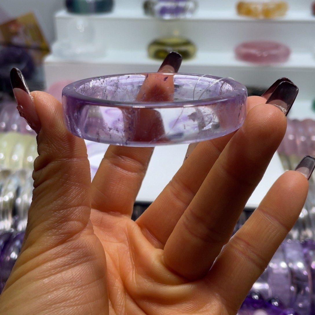 水晶手镯53圈口28号未镶嵌铄***说