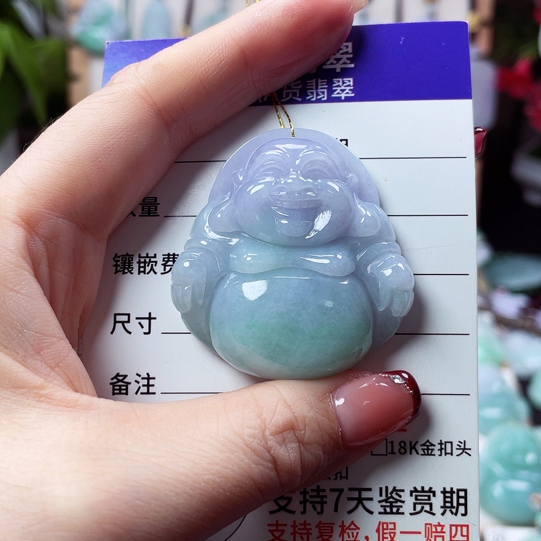 萍***聚翡翠未镶嵌颈饰佛公