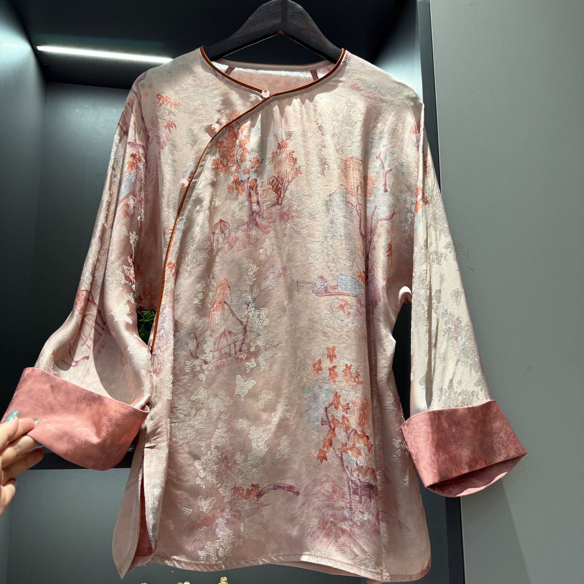 中式上衣复古斜襟传统改良庭院春季宽松气质上衣2586