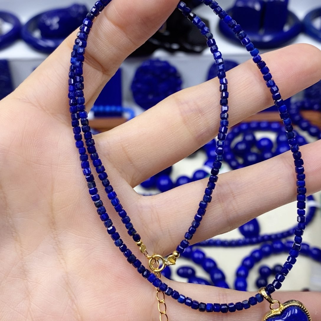 青金石颈饰银S925镀金镶嵌