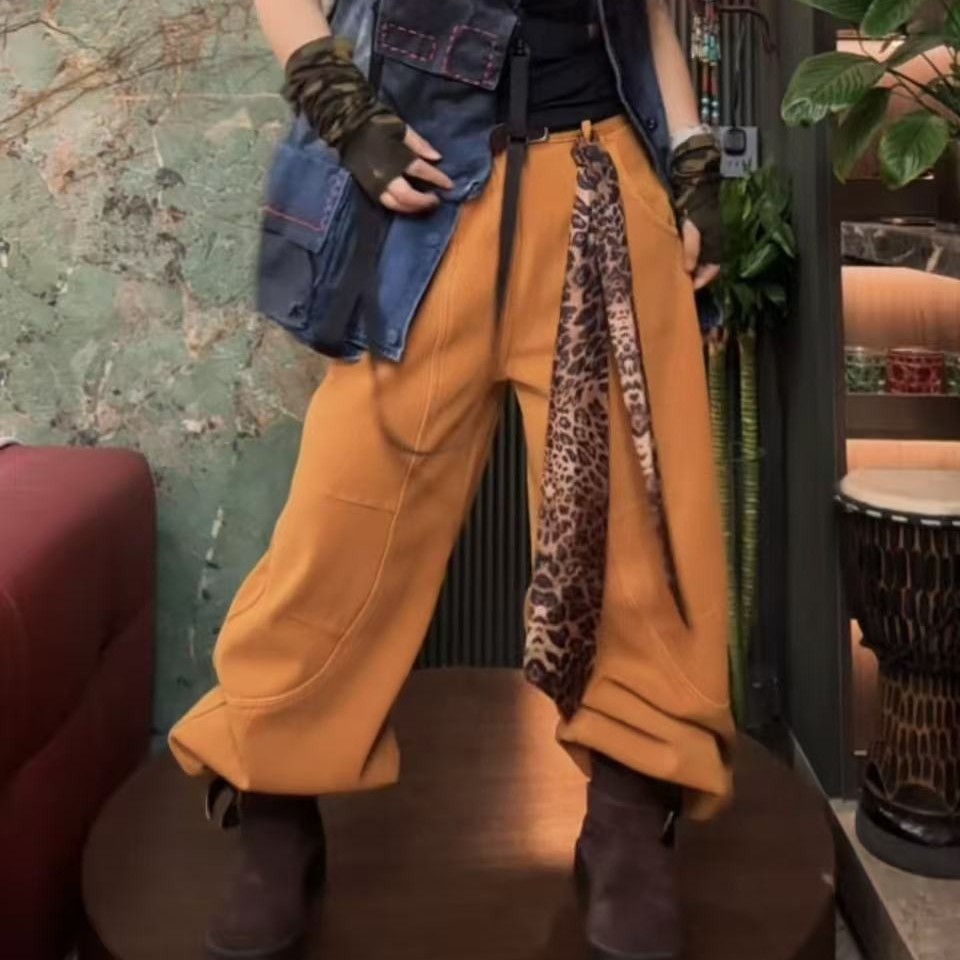 设计师款弯刀牛仔加绒直筒裤