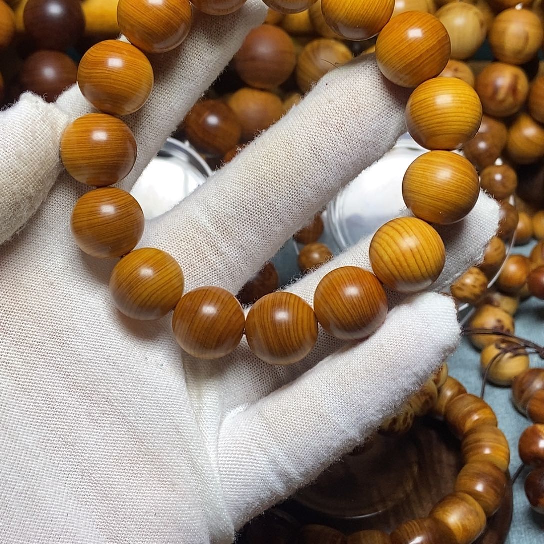 手串/手链柏木（崖柏）黄金底蚕丝细纹