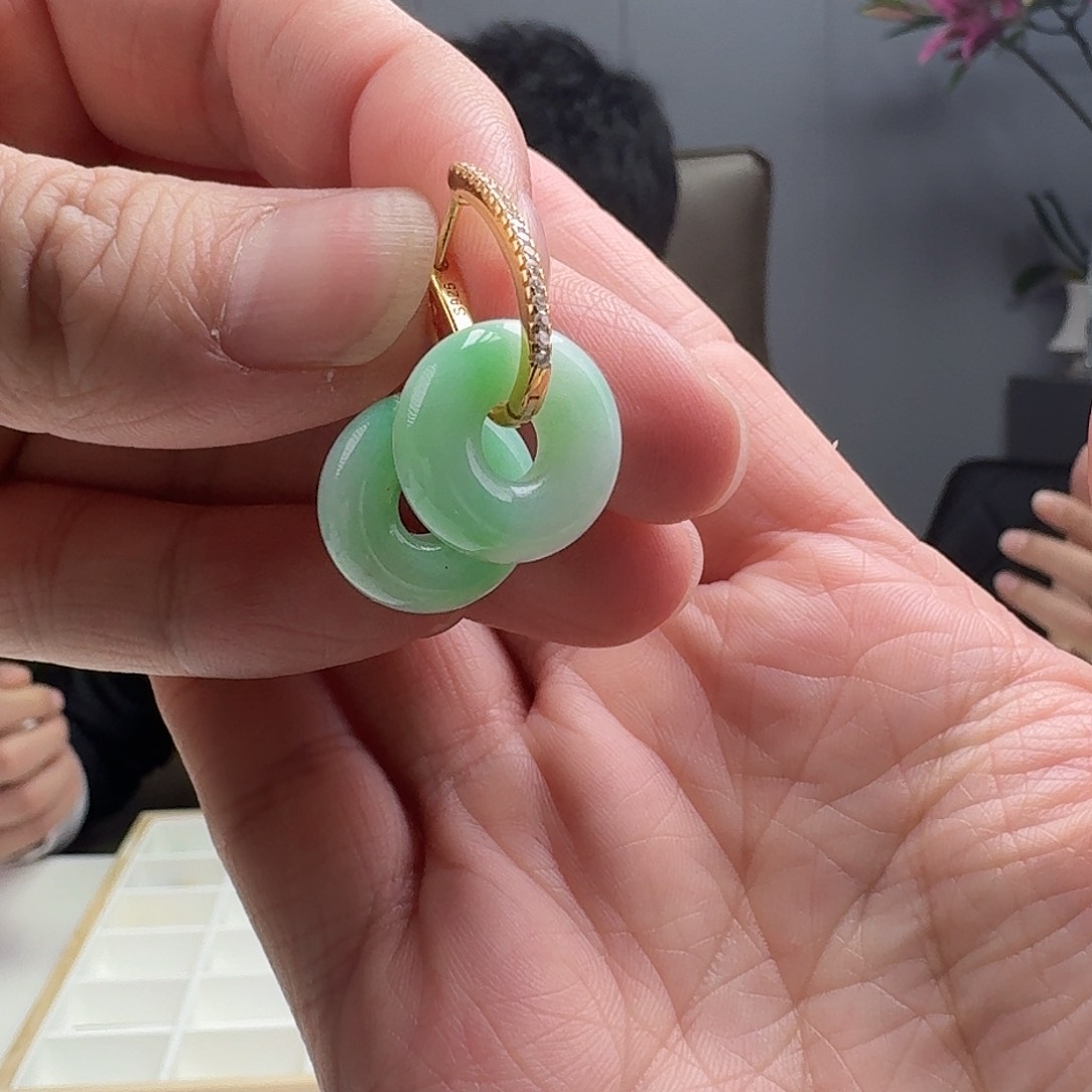 翡翠耳饰银S925镶嵌天然