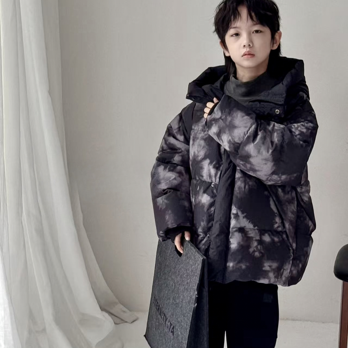 冬款潮童扎染羽绒服外套9510