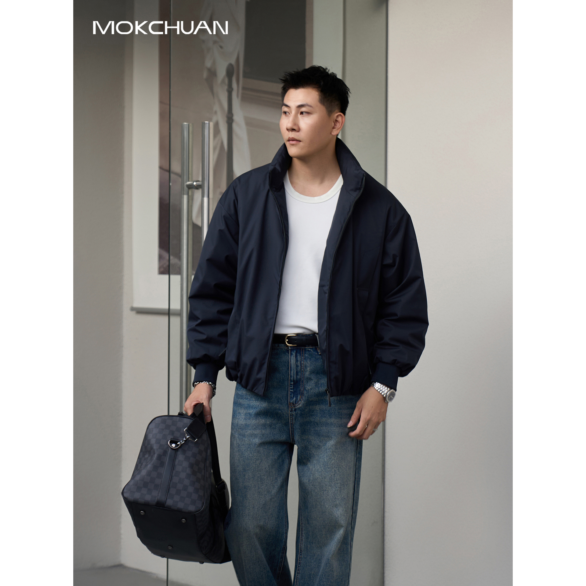 【防寒90白鸭绒】MOKCHUAN牛奶丝立领羽绒服男冬季面包服保暖外套