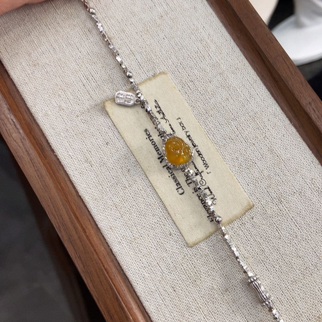 如***年翡翠银S925镶嵌手链手链