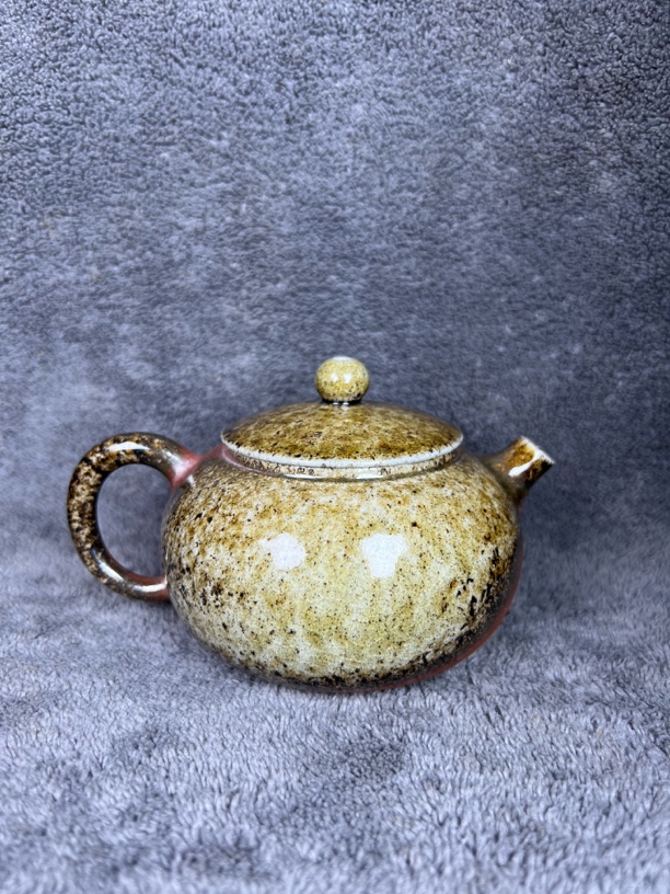 220cc古法柴烧之建水紫陶原矿泥料纯手工白泥柴烧壶自然落灰釉