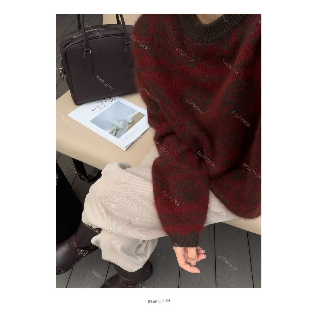 SEER CHUN“图案”拼色羊毛衫 20662