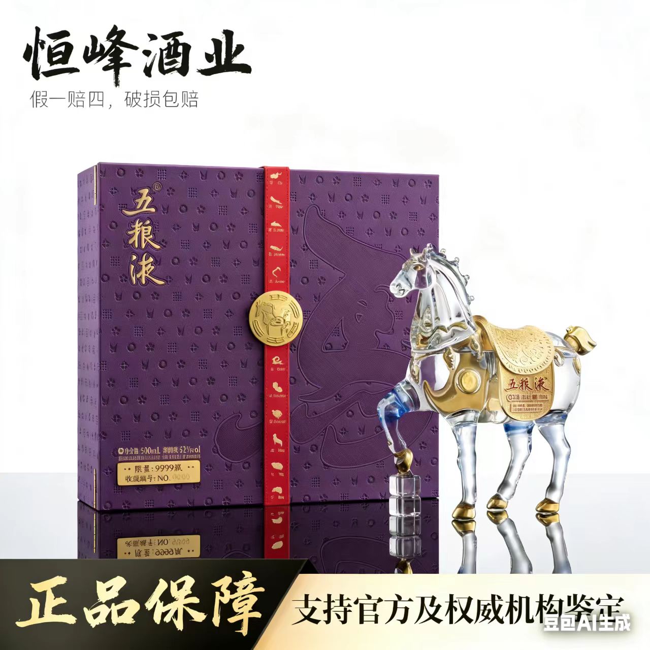 五粮液马年造型浓香型纪念白酒52度500ml收藏摆柜佳品