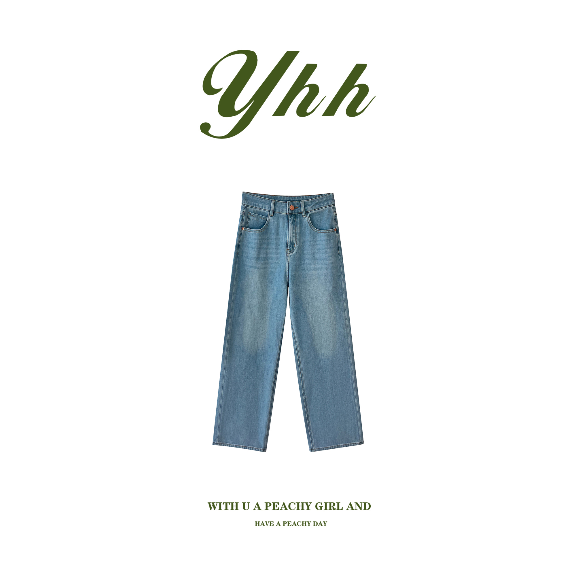 【YHH】春夏休闲百搭复古气质口袋刺绣直筒长裤-YHK50125