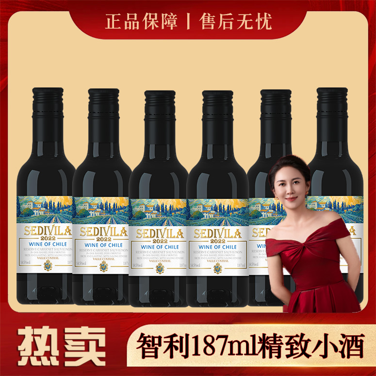 【原瓶进口】智利小酒精致易饮赛迪维拉干红葡萄酒14.5度红酒187ML