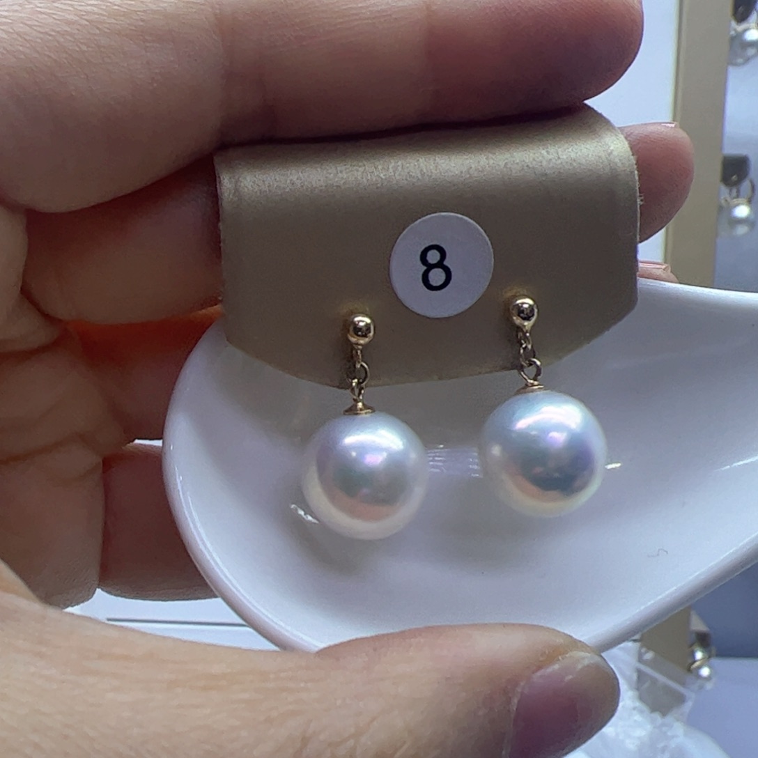 淡水珍珠耳饰银S925镶嵌