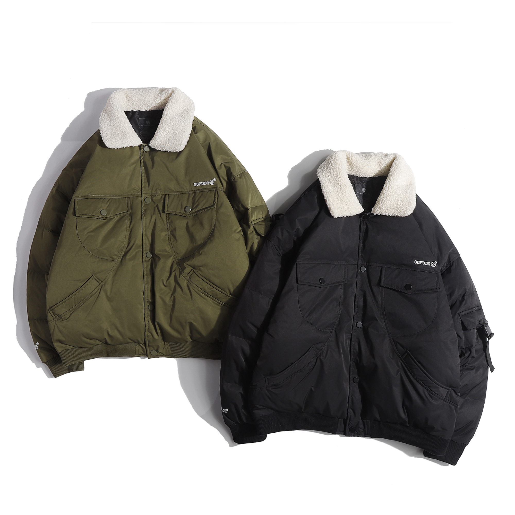 冬季新款白鸭绒羽绒服质感国潮重工翻领保暖外套GS1279